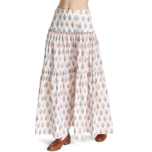 COREY LYNN CALTER Lila Skirt in Diamond Metallic Bronze Periwinkle Ivory Maxi XS